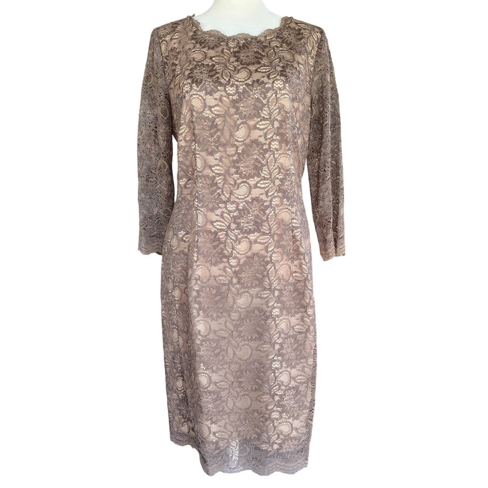 Alex Marie Stella Dress Size 8 Brown Autumn‎ Escape Lace Lined Elegant Cocktail